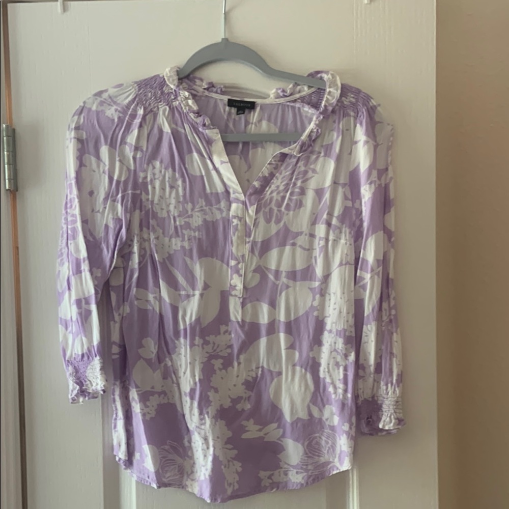 Talbots XS Floral Women's TopPurple White